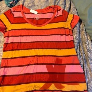 Mossimo Supply Co. Red and Pink Striped Tee